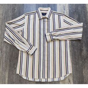 Charles Tyrwhitt Mens Size‎ L Long Sleeve Multicolor Striped Dress Shirt